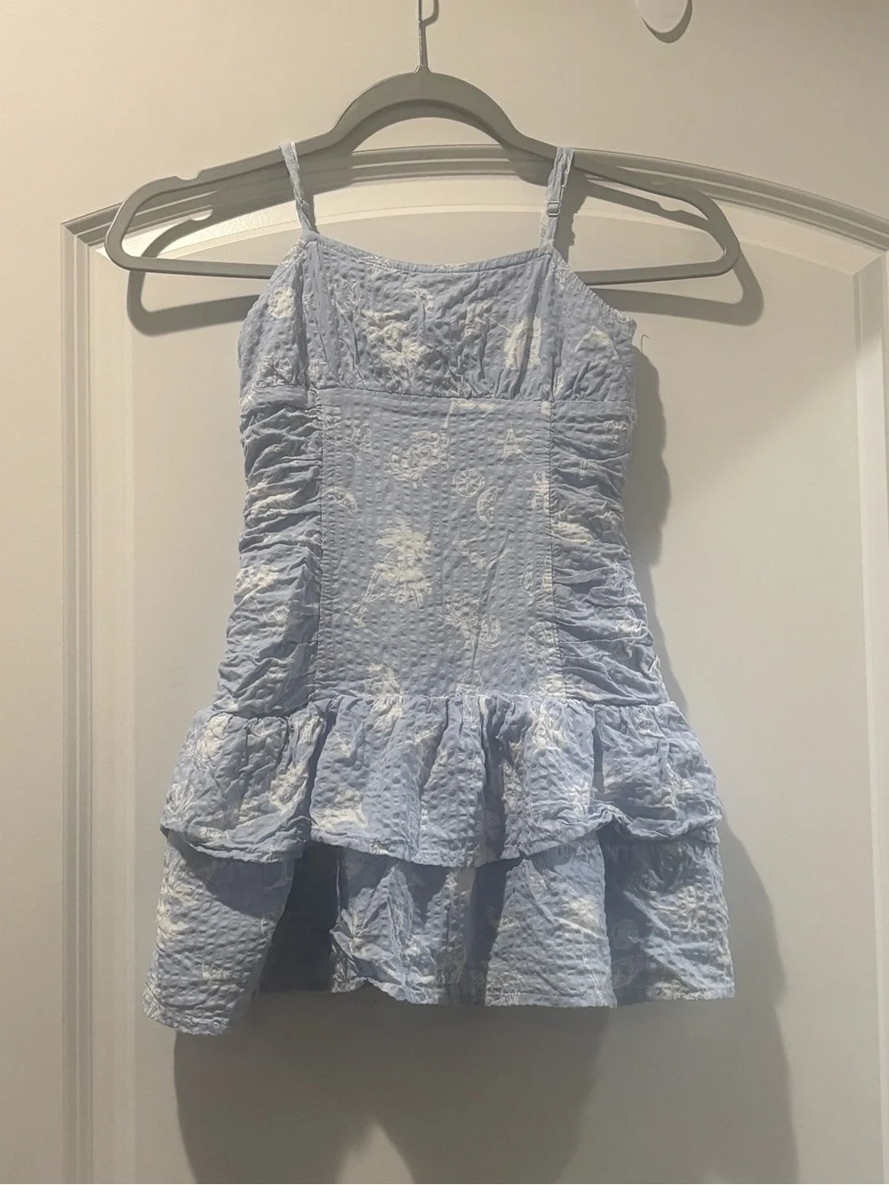art class Light Blue Smocked Bodice Sundress